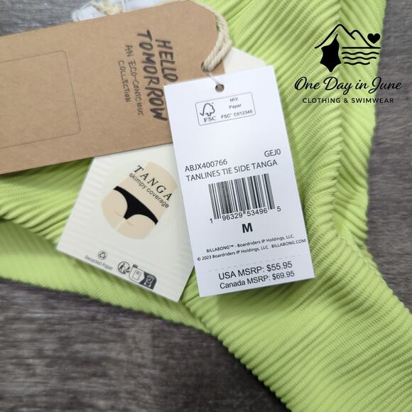 Billabong Tanlines Tanga Bikini Bottom Size M - Picture 4 of 5
